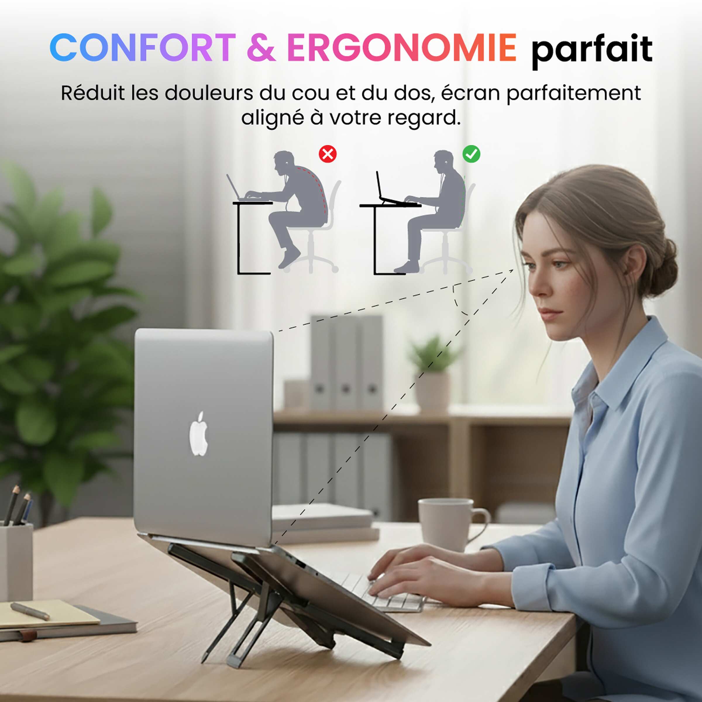 Airstand® Support ordinateur portable aluminium pliable - MacBook & PC de 10 à 16" - 7 positions - Confort optimal