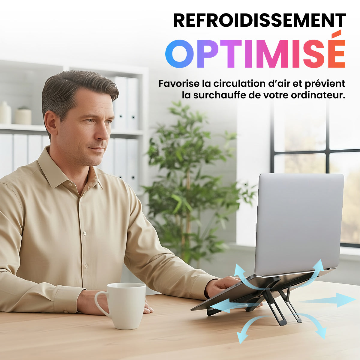 Airstand® Support ordinateur portable aluminium pliable - MacBook & PC de 10 à 16" - 7 positions - Confort optimal