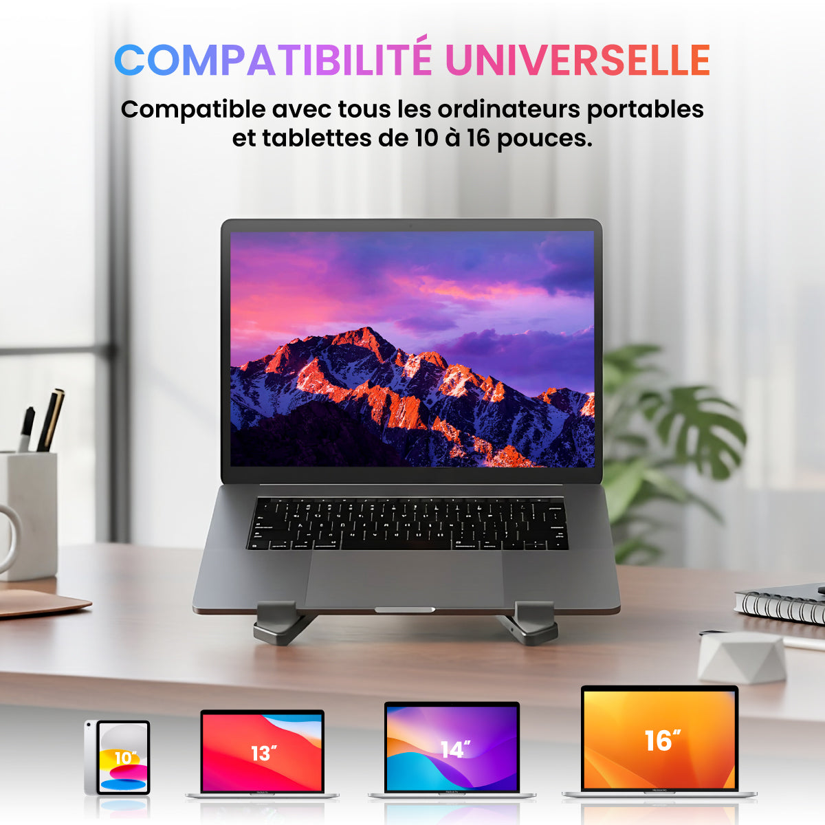 Airstand® Support ordinateur portable aluminium pliable - MacBook & PC de 10 à 16" - 7 positions - Confort optimal