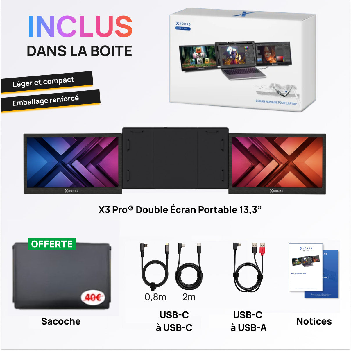 X3 Pro® Dual 13.3" Portable Display | Elevate Your Comfort & Productivity