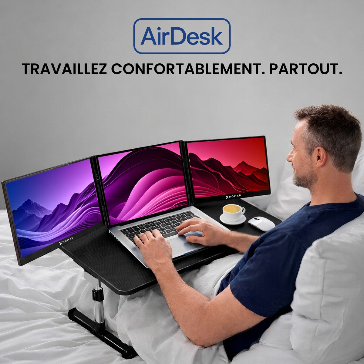 Airdesk® Table de télétravail pliante ergonomique